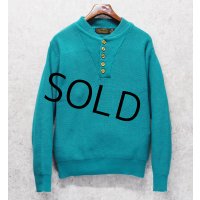【〜90's】【ビンテージ】黒タグ Eddie Bauer【エディーバウアー】エメラルド【コットンヘンリーネックセーター】【サイズL】 