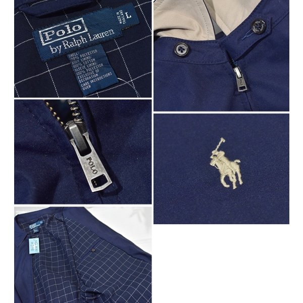 画像2: 【ラルフローレン】【POLO RALPH LAUREN】【紺ｘ裏地白格子柄】【ブルゾン】スウィングトップ【サイズＬ】 