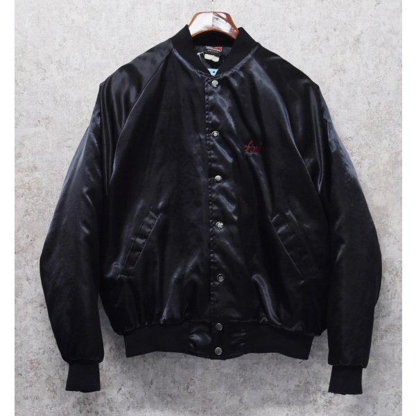 画像3: 90's【USA製】【ビンテージ】ヒルトン【HILTON】【黒】CHARACTERS【中綿入り】【サテンブルゾン】Ｌ 