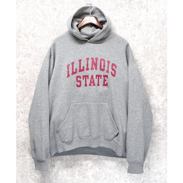 画像1: 90's~ メキシコ製 【ラッセル】【ビンテージ】【グレー】ILLINOIS STATE【イリノイ州立大学】【カレッジロゴ】パーカー【サイズＸＬ】 