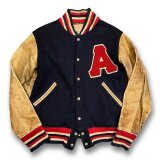 〜60’s【MITCHELS】【ビンテージ】【紺メルトンｘライトブラウン袖レザー】【スタジャン】【サイズM】 