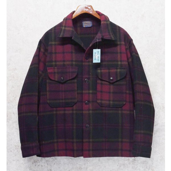 画像1: 60's【ビンテージ】【Pendleton】【ペンドルトン】【エンジ×黒ｘ緑チェック】【ウールジャケット】サイズＸＬ 