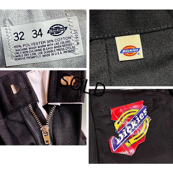 画像2: デッドストック 80's【USA製】ビンテージ【ディッキーズ】【Dickies】【黒】【ワークパンツ】【32ｘ34】 