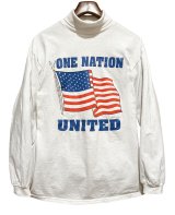 【basic editions】ベーシックエディションズ one nation united【白】【タートルネックロンT】【サイズL程度】 