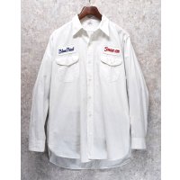50's ビンテージ 【Lee】リー【白】Snap on tools【HBT生地】マチ付き【ワークシャツ】HBTシャツ【サイズ16 Long】  