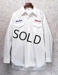 50's ビンテージ 【Lee】リー【白】Snap on tools【HBT生地】マチ付き【ワークシャツ】HBTシャツ【サイズ16 Long】  