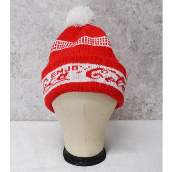 画像1: USA製【ビンテージ】【コカ・コーラ】【Enjoy Coca-Cola】【赤×白】 【ニットキャップ】ポンポン付き 【ニット帽】  