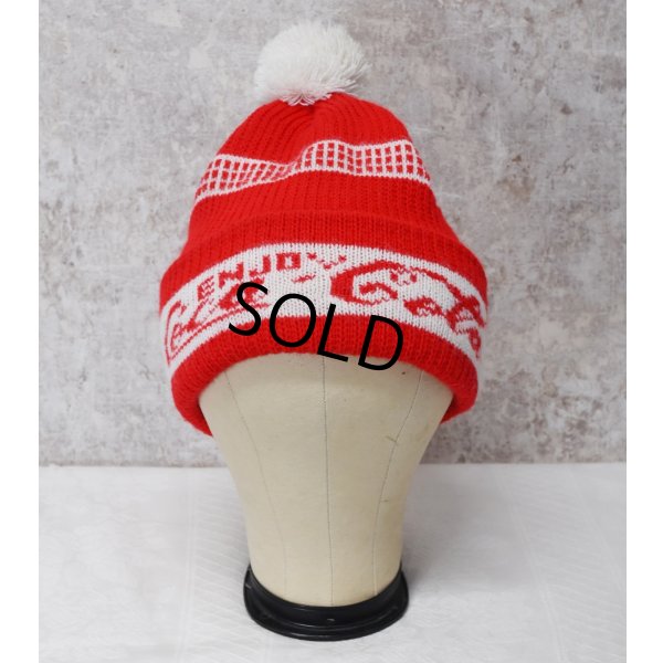 画像1: USA製【ビンテージ】【コカ・コーラ】【Enjoy Coca-Cola】【赤×白】 【ニットキャップ】ポンポン付き 【ニット帽】  