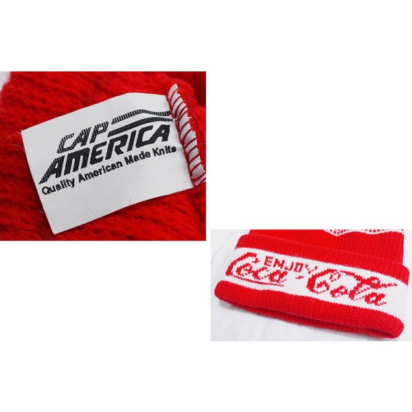 画像2: USA製【ビンテージ】【コカ・コーラ】【Enjoy Coca-Cola】【赤×白】 【ニットキャップ】ポンポン付き 【ニット帽】  