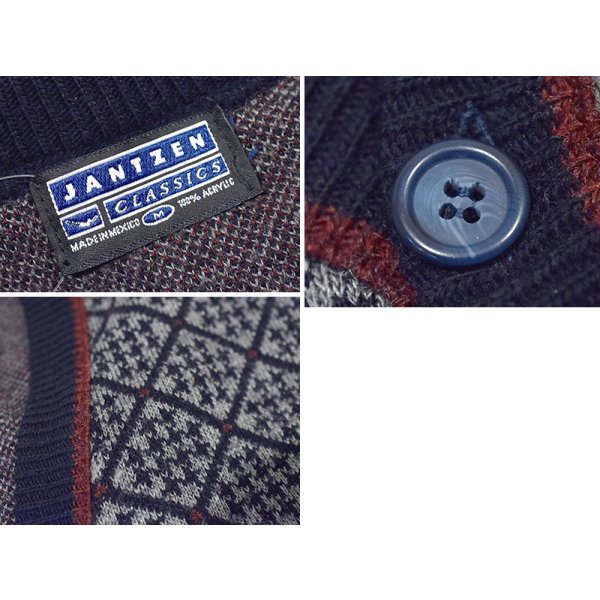 画像2: 【メキシコ製】【ビンテージ】【JANTZEN】ジャンセン【グレー系】ハウンドトゥース【アクリル】【カーディガン】【サイズM】 