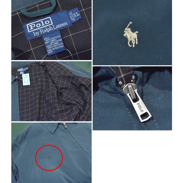 画像2: 【ビンテージ】【ラルフローレン】【POLO RALPH LAUREN】【深緑ｘ裏地紺格子柄】ジップアップ【ブルゾン】スウィングトップ【サイズＸＬ】 