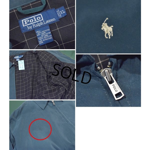 画像2: 【ビンテージ】【ラルフローレン】【POLO RALPH LAUREN】【深緑ｘ裏地紺格子柄】ジップアップ【ブルゾン】スウィングトップ【サイズＸＬ】 