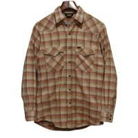 【USA製】 ビンテージ 【Lee】リー【オレンジ系】チェック柄【スナップボタン】【ウエスタンシャツ】コットンシャツ【サイズM】  