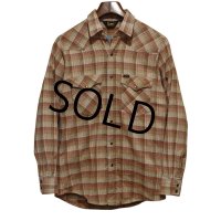 【USA製】 ビンテージ 【Lee】リー【オレンジ系】チェック柄【スナップボタン】【ウエスタンシャツ】コットンシャツ【サイズM】  