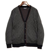 【メキシコ製】【ビンテージ】【JANTZEN】ジャンセン【グレー系】ハウンドトゥース【アクリル】【カーディガン】【サイズM】 