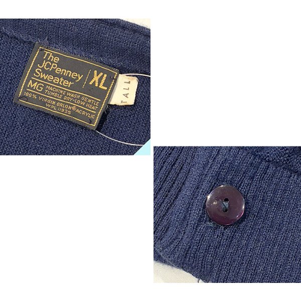 画像2: 80's【ビンテージ】【JCPenney】【JCペニー】【紺】【アクリルカーディガン】【サイズXL-TALL】 