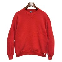 90'ｓ【USA製】【RUSSELL】ラッセル 【ビンテージ】赤【無地】【クルーネック】前V スウェット【サイズL】 