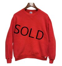 90'ｓ【USA製】【RUSSELL】ラッセル 【ビンテージ】赤【無地】【クルーネック】前V スウェット【サイズL】 