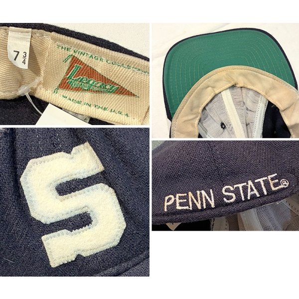 画像2: USA製【ビンテージ】【Legacy】レガシー【S】PENN STATE【紺ｘツバ裏緑】ウールキャップ【ベースボールキャップ】【サイズ7 3/4】 