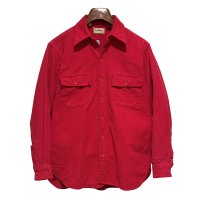 〜90’ｓ USA製【ビンテージ】【L.L.Bean】【エルエルビーン】赤【無地】【シャモアクロスシャツ】【US16】 