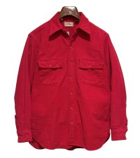 〜90’ｓ USA製【ビンテージ】【L.L.Bean】【エルエルビーン】赤【無地】【シャモアクロスシャツ】【US16】 
