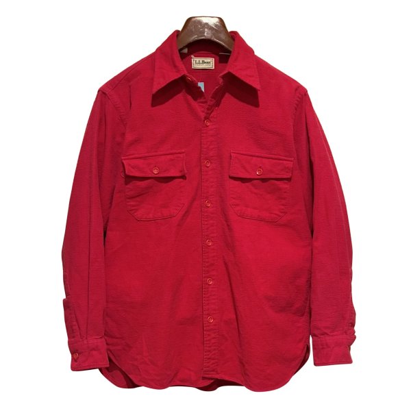画像1: 〜90’ｓ USA製【ビンテージ】【L.L.Bean】【エルエルビーン】赤【無地】【シャモアクロスシャツ】【US16】 