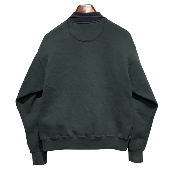 画像3: 90'ｓ【USA製】【RUSSELL】ラッセル 【ビンテージ】モスグリーンｘ襟紺【無地】【ハーフジップ】襟付き スウェット【サイズM】 