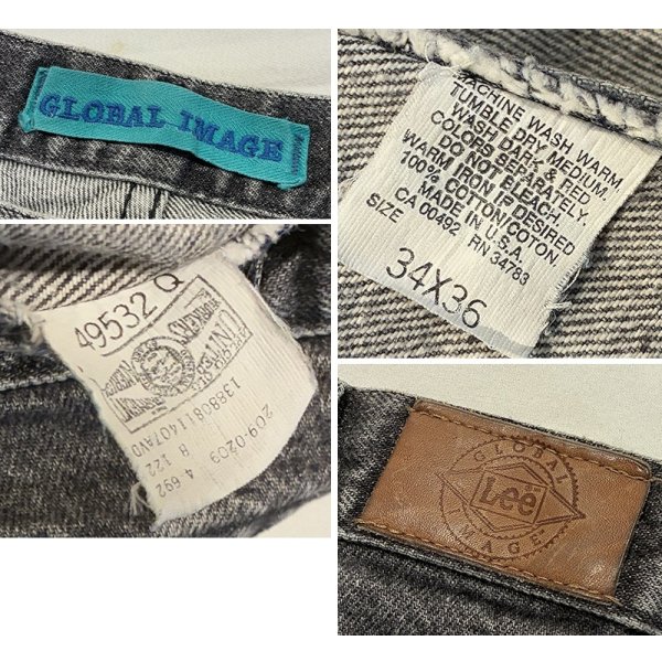 画像2: 90’s【USA製】【ビンテージ】【Lee】【リー】GLOBAL IMAGE【先染めブラック】【デニムパンツ】黒【34×36】 