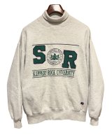 90's【USA製】【ビンテージ】RUSSELL【ラッセル】SLIPPERY ROCK UNIVERSITY 前V グレー【タートルネックスウェット】【サイズXXL】 