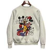 90's【USA製】【ビンテージ】フルーツオブザルーム ウォルトディズニー【ミッキーマウス】ミニー 【プルート】グーフィー グレー【スウェット】【サイズL】 