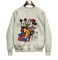 90's【USA製】【ビンテージ】フルーツオブザルーム ウォルトディズニー【ミッキーマウス】ミニー 【プルート】グーフィー グレー【スウェット】【サイズL】 