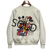 90's【USA製】【ビンテージ】フルーツオブザルーム ウォルトディズニー【ミッキーマウス】ミニー 【プルート】グーフィー グレー【スウェット】【サイズL】 