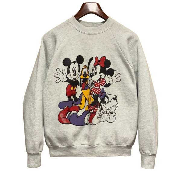 画像1: 90's【USA製】【ビンテージ】フルーツオブザルーム ウォルトディズニー【ミッキーマウス】ミニー 【プルート】グーフィー グレー【スウェット】【サイズL】 