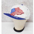 画像3: 【USA製】K-Products【ビンテージ】【アメリカ国旗】刺繍【白×青】BBキャップ【ベースボールキャップ】サイズフリー<br> (3)