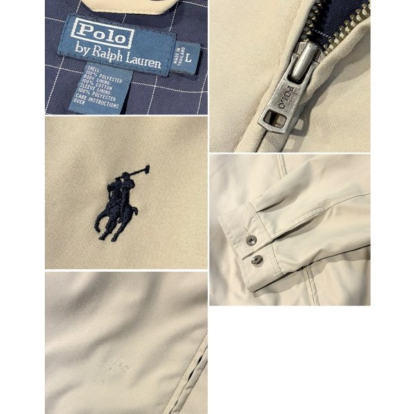 画像2: 【ビンテージ】【ラルフローレン】【POLO RALPH LAUREN】【ベージュｘ裏地紺格子柄】ジップアップ【ブルゾン】スウィングトップ【サイズＬ】 