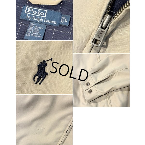 画像2: 【ビンテージ】【ラルフローレン】【POLO RALPH LAUREN】【ベージュｘ裏地紺格子柄】ジップアップ【ブルゾン】スウィングトップ【サイズＬ】 