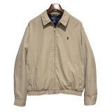 【ビンテージ】【ラルフローレン】【POLO RALPH LAUREN】【ベージュｘ裏地紺格子柄】ジップアップ【ブルゾン】スウィングトップ【サイズＬ】 