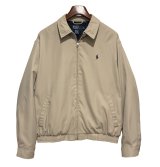 【ビンテージ】【ラルフローレン】【POLO RALPH LAUREN】【ベージュｘ裏地紺格子柄】ジップアップ【ブルゾン】スウィングトップ【サイズＬ】 