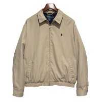 【ビンテージ】【ラルフローレン】【POLO RALPH LAUREN】【ベージュｘ裏地紺格子柄】ジップアップ【ブルゾン】スウィングトップ【サイズＬ】 