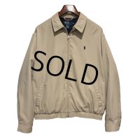 【ビンテージ】【ラルフローレン】【POLO RALPH LAUREN】【ベージュｘ裏地紺格子柄】ジップアップ【ブルゾン】スウィングトップ【サイズＬ】 