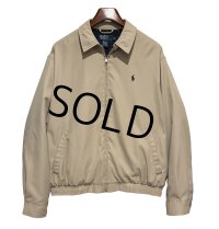 【ビンテージ】【ラルフローレン】【POLO RALPH LAUREN】【ベージュｘ裏地紺格子柄】ジップアップ【ブルゾン】スウィングトップ【サイズＬ】 