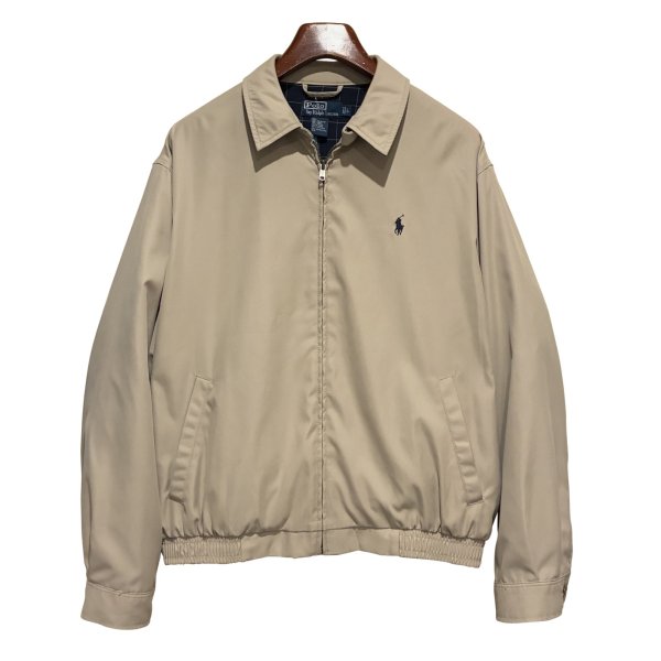 画像1: 【ビンテージ】【ラルフローレン】【POLO RALPH LAUREN】【ベージュｘ裏地紺格子柄】ジップアップ【ブルゾン】スウィングトップ【サイズＬ】 