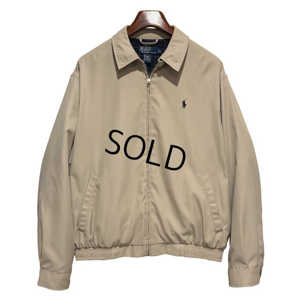 画像1: 【ビンテージ】【ラルフローレン】【POLO RALPH LAUREN】【ベージュｘ裏地紺格子柄】ジップアップ【ブルゾン】スウィングトップ【サイズＬ】 