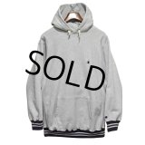 90's【USA製】ビンテージ【チャンピオン】【Champion】【胸ロゴ入り】グレー【リブ黒白ボーダー】【リバースウィーブ】【パーカー】【サイズXXL】 