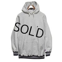 90's【USA製】ビンテージ【チャンピオン】【Champion】【胸ロゴ入り】グレー【リブ黒白ボーダー】【リバースウィーブ】【パーカー】【サイズXXL】 