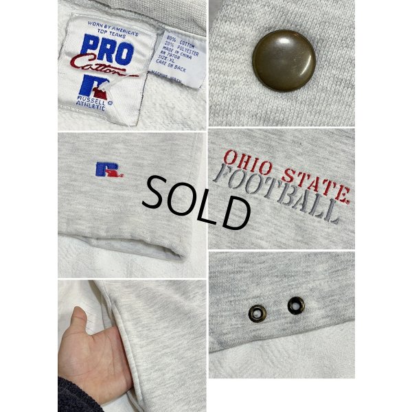 画像2: 90’ｓ〜【ビンテージ】【ラッセル】PRO COTTON【OHIO STATE FOOTBALL】スナップボタン付き【グレー】パーカー【サイズＸＬ】 