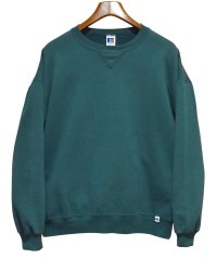 90'ｓ【USA製】【RUSSELL】ラッセル 【ビンテージ】緑【無地】【クルーネック】前V スウェット【サイズＸL】 
