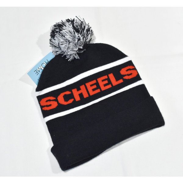 画像3: 程度良好【USA製】【ビンテージ】【SCHEELS】シールズ【黒×白ライン】【ボンボン付き】【ニットキャップ】【ニット帽】  