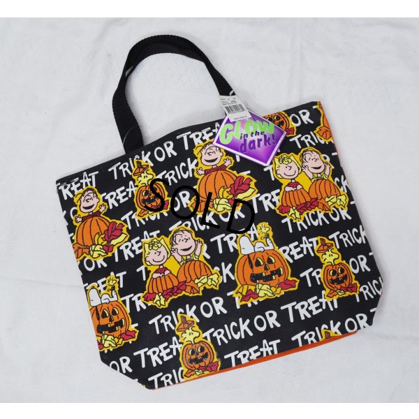 画像1: デッドストック 90's USA製 【ビンテージ】【ピーナッツ】スヌーピー【ハロウィン】マチ付き【トートバッグ】 