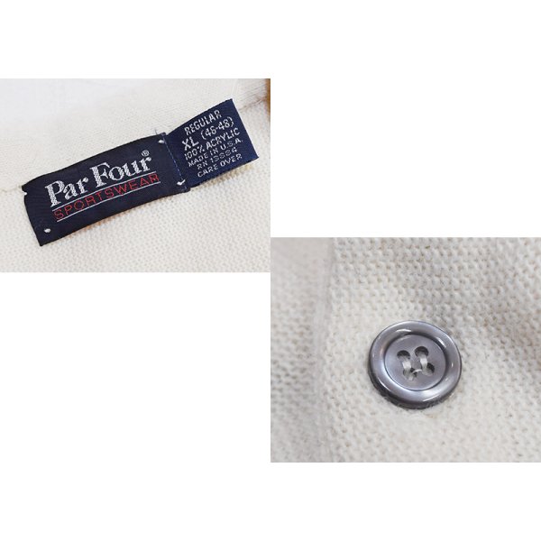 画像2: 90's【ビンテージ】【Par Four】【白】【アクリルカーディガン】【サイズXL】 